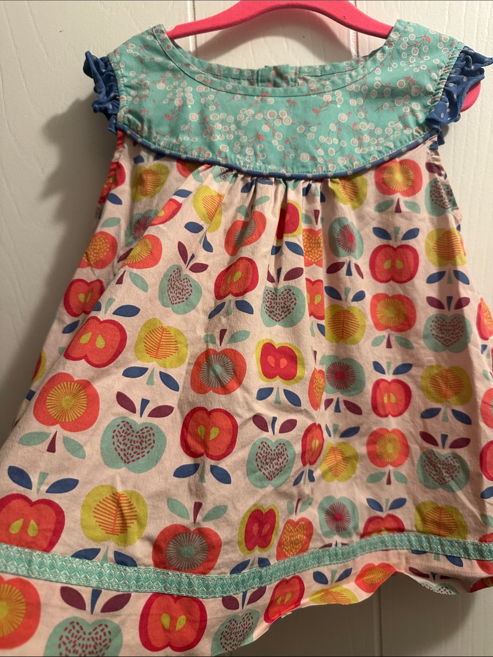 Matilda Jane Pink, Yellow & Blue Apple Print Sleeveless Tunic - Picture 3 of 8
